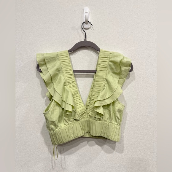 SOLD - Abercrombie & Fitch Light Green Ruffle Crop Top - Picture 4 of 4